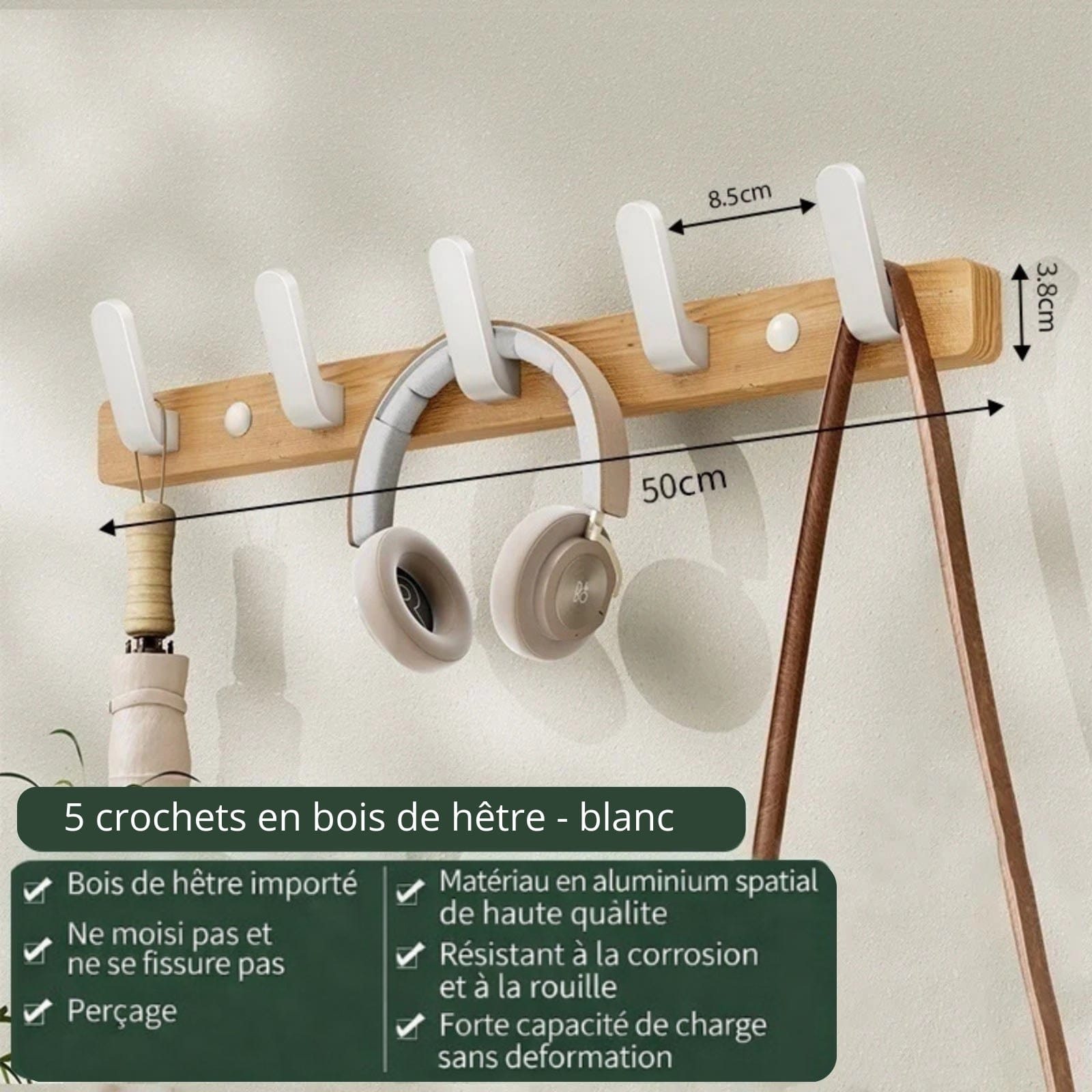 Porte manteau mural en bois de noyer