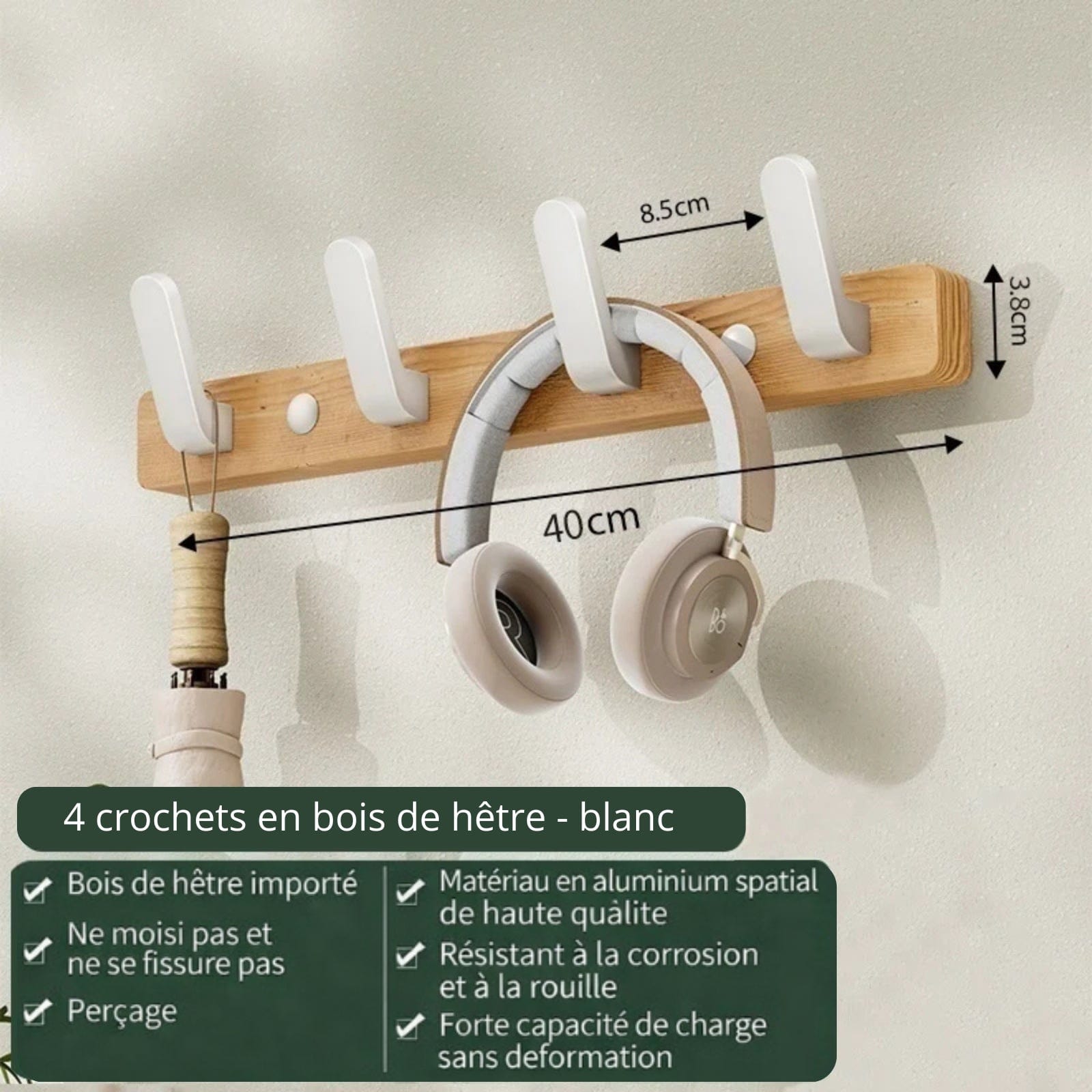 Porte manteau mural en bois de noyer