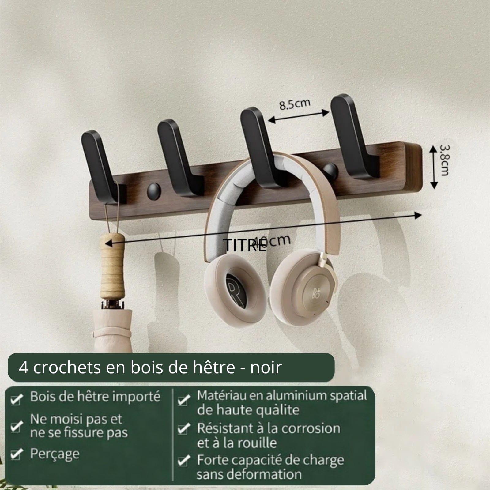 Porte manteau mural en bois de noyer