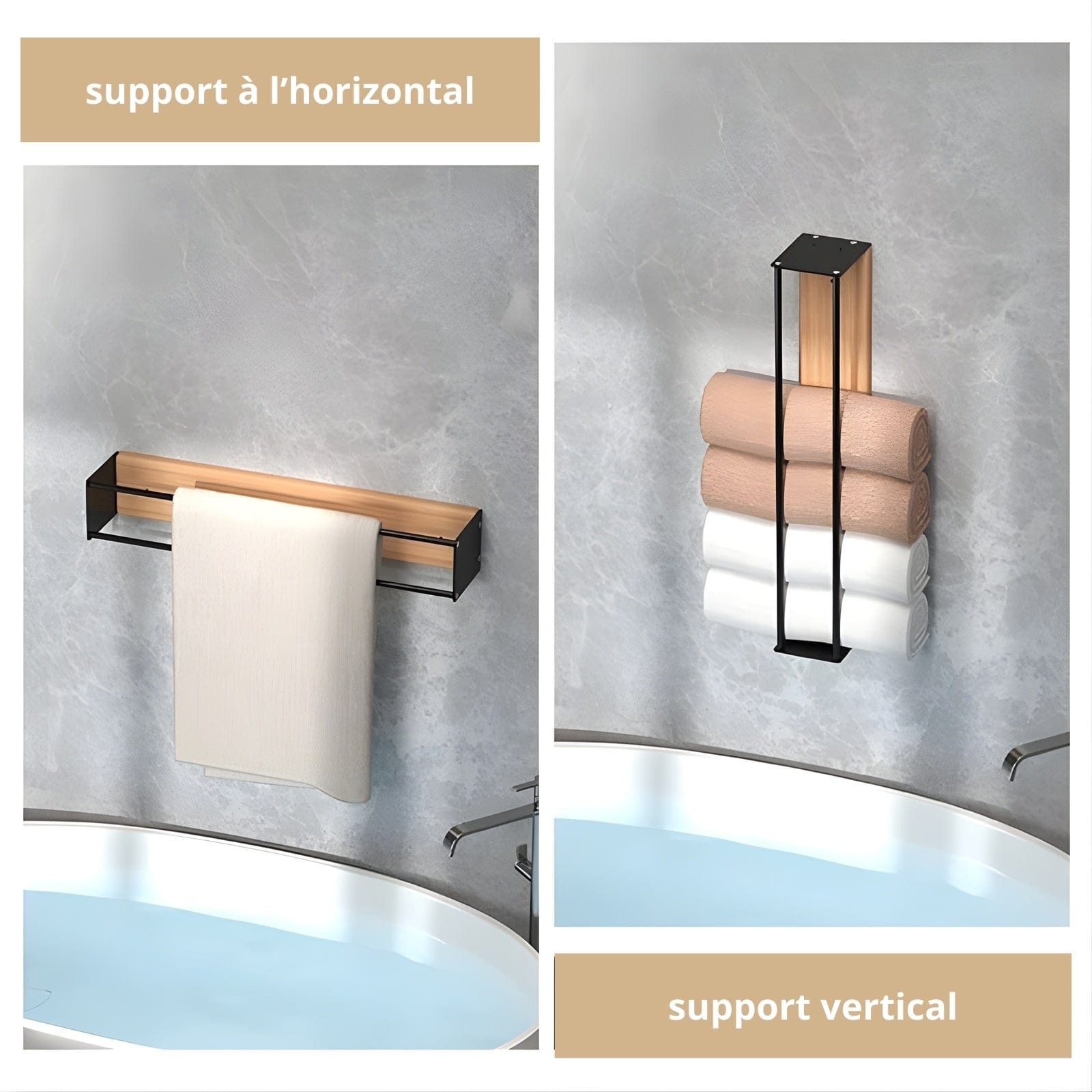 Porte-serviettes mural de salle de bain